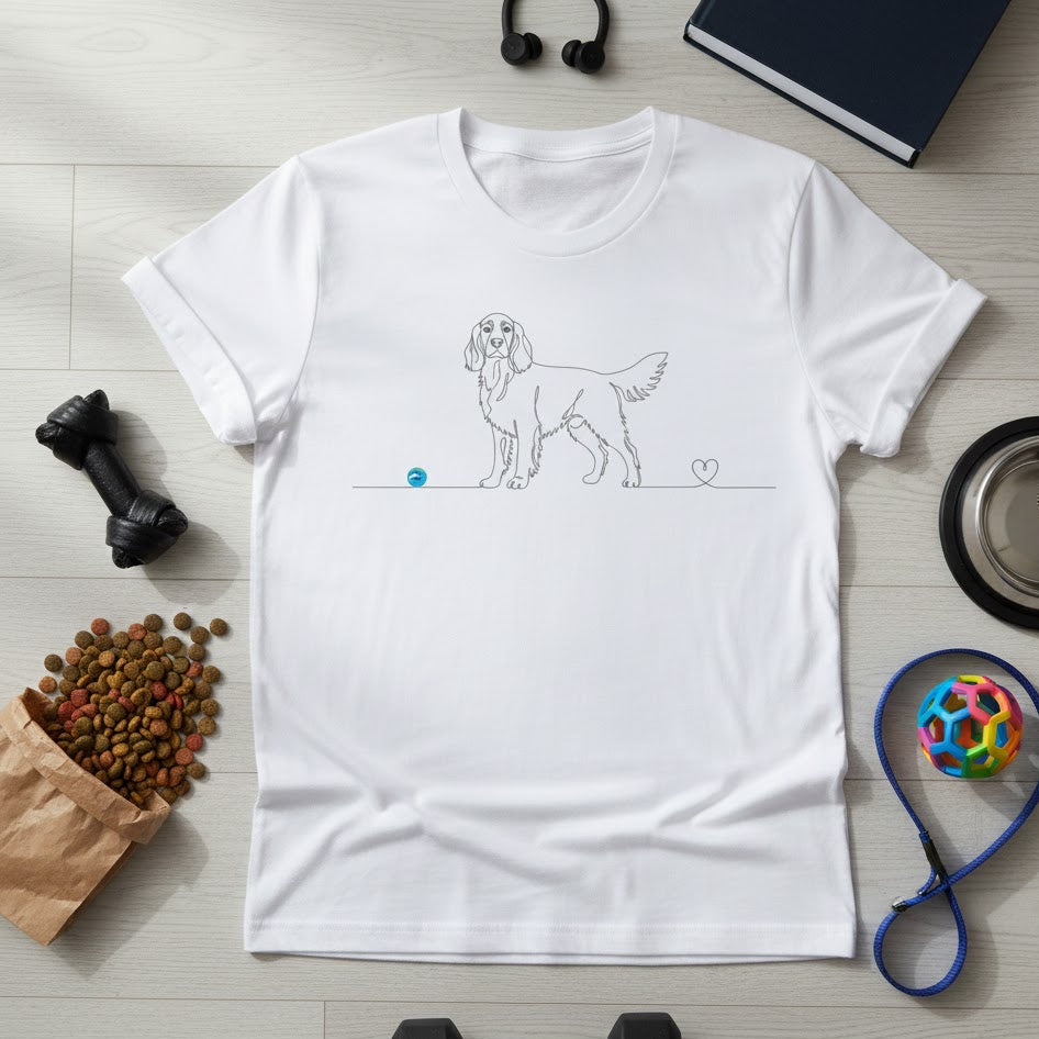 T-Shirt Unisex cotone biologico - Setter e cuore - Line Art