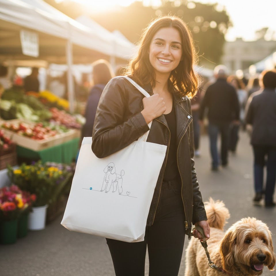 Borsa in Cotone Eco-Friendly - Barboncino e Cuore - Line Art