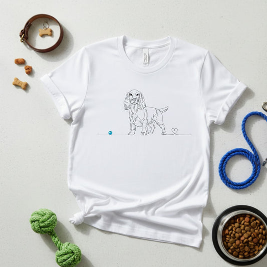 T-Shirt Unisex cotone biologico - Cocker e cuore - Line Art