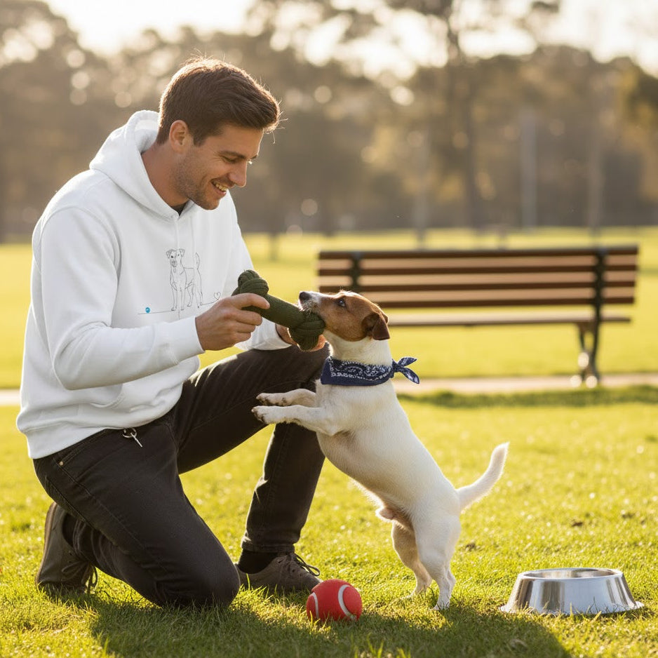 Felpa Unisex con Cappuccio - Jack Russell - Line Art