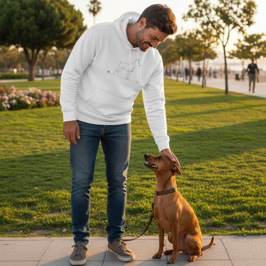 Felpa Unisex con Cappuccio - Pinscher e cuore - Line Art