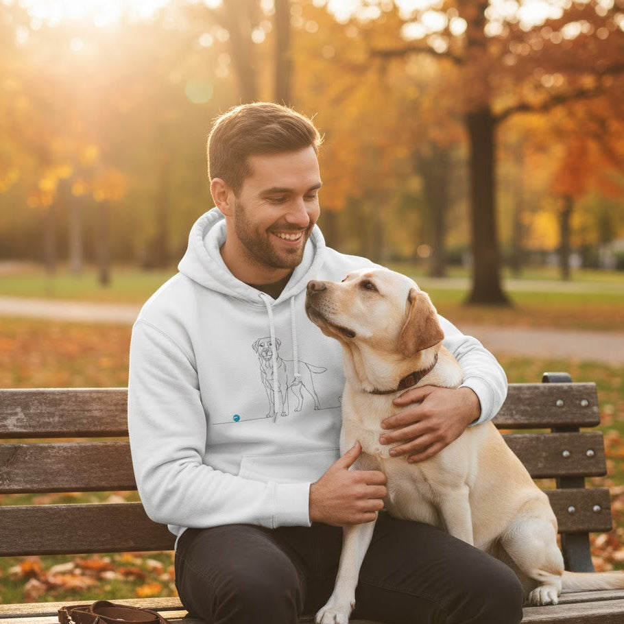 Felpa Unisex con Cappuccio -Labrador e cuore - Line Art