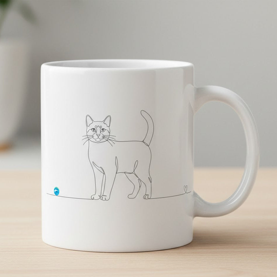 tazza con gatto a pelo corto line art