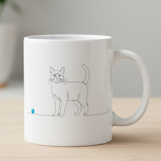 tazza con gatto a pelo corto line art