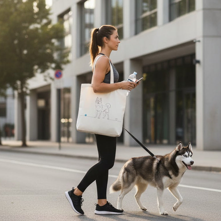 Borsa eco-friendly - Husky con cuore - Line Art