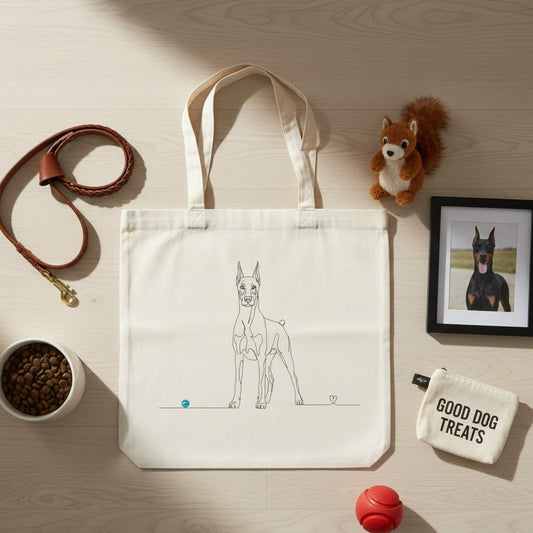 Borsa eco-friendly - Dobermann e cuore - Line Art