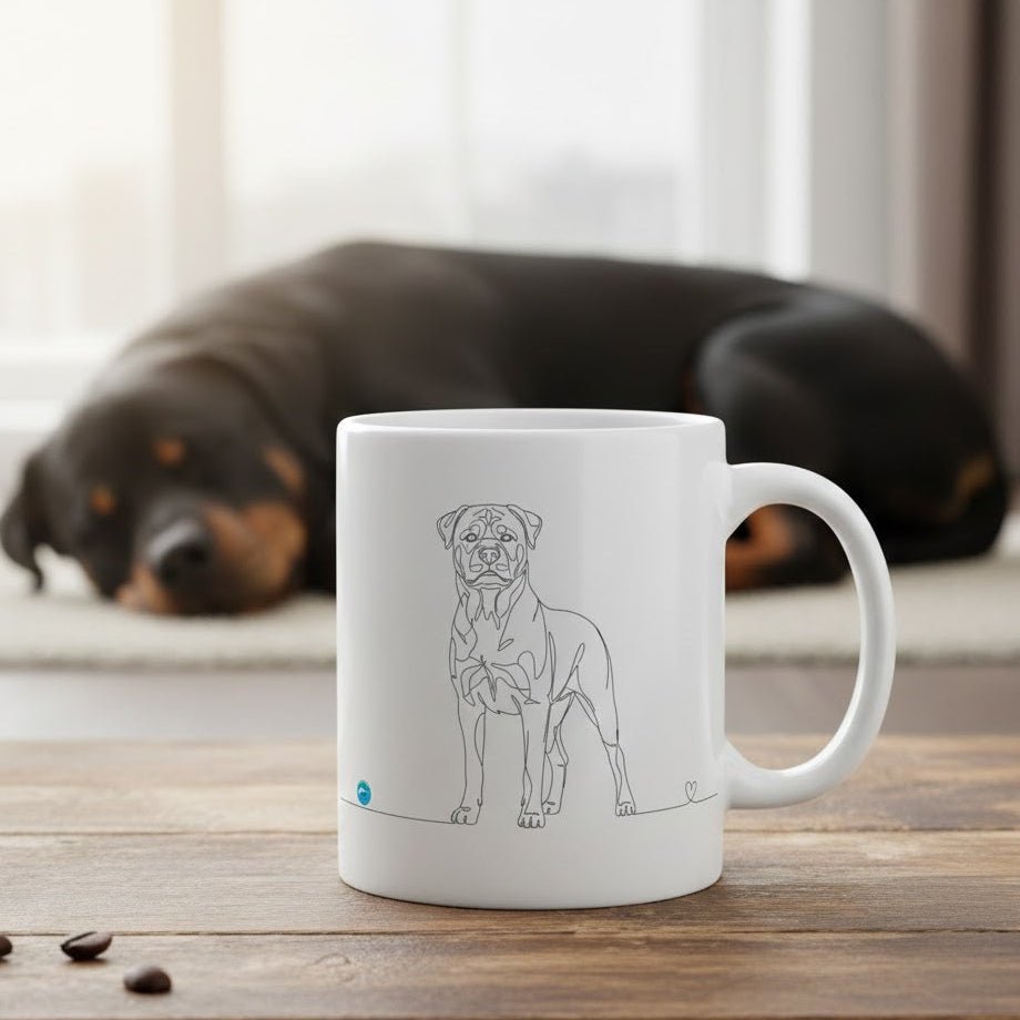 Tazza Rottweiler e cuore - Line Art