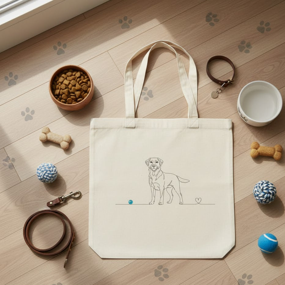Borsa eco-friendly -  Labrador e cuore - Line Art