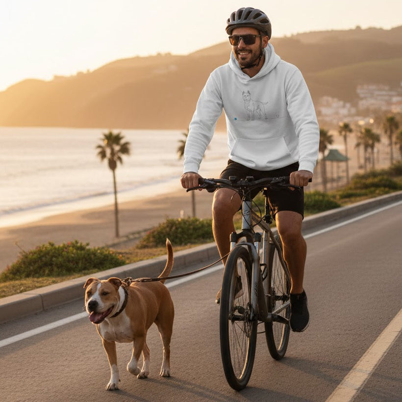 Felpa Unisex con Cappuccio - Pitbull e cuore - Line Art