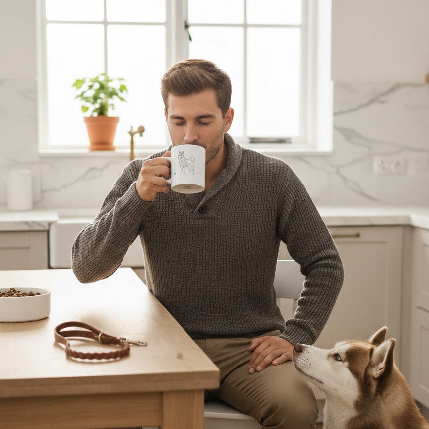 Tazza Husky e cuore - Line Art