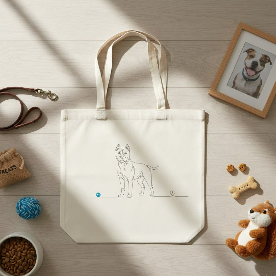 Borsa cotone eco-friendly - Pitbull e cuore - Line Art