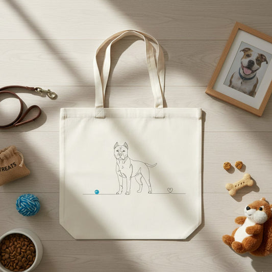Borsa cotone eco-friendly - Pitbull e cuore - Line Art