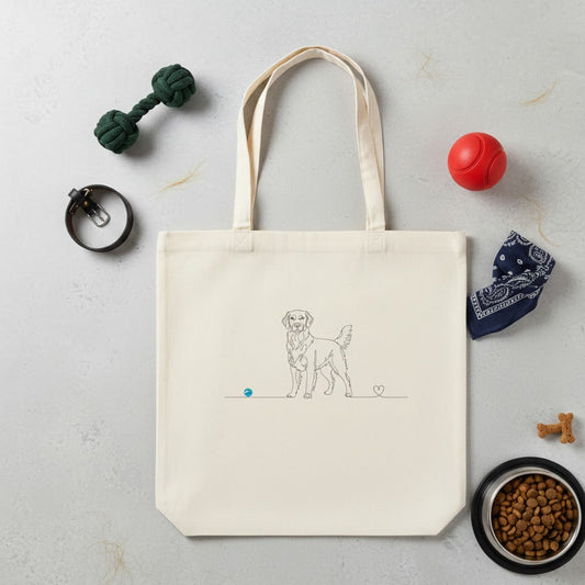 Borsa cotone eco-friendly - Golden Retriever - Line Art