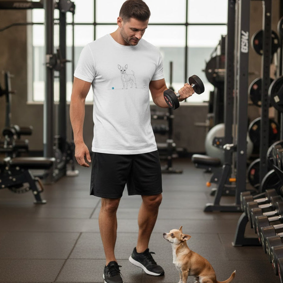 T-Shirt Unisex cotone Biologico - Chihuahua e cuore - Line Art