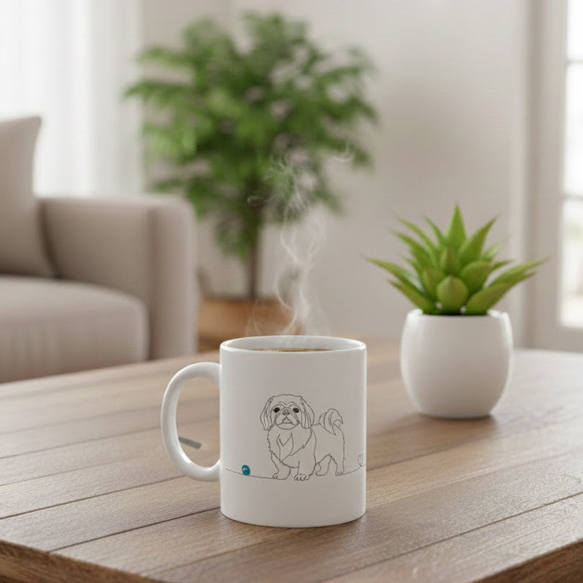 Tazza Pechinese e cuore - Line Art