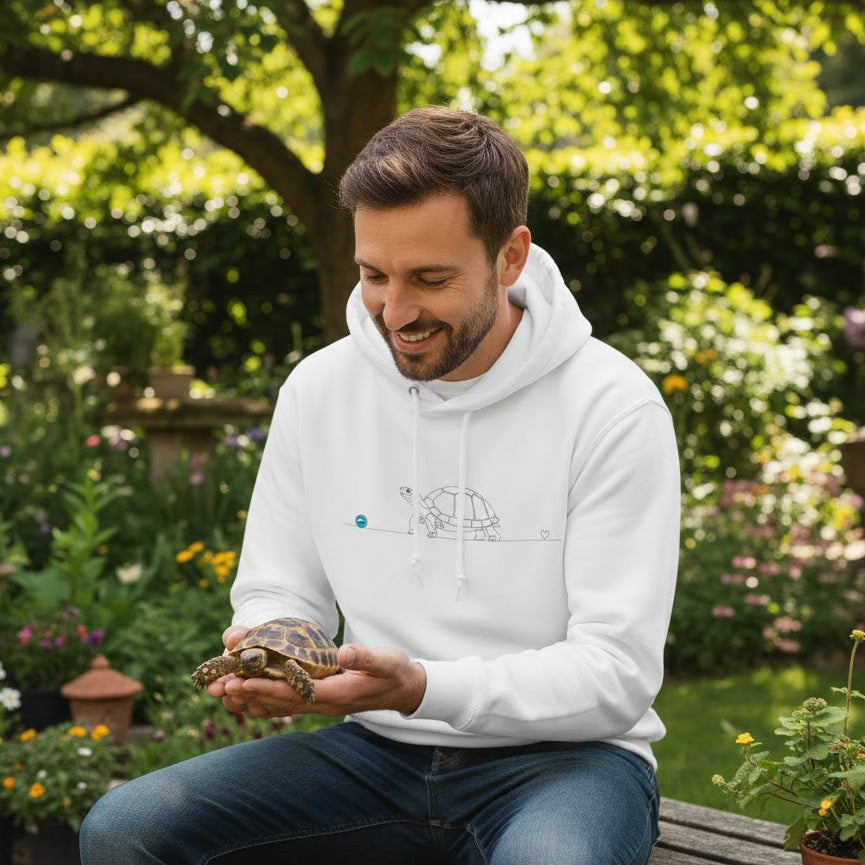 Felpa Unisex con Cappuccio - Tartaruga e cuore - Line Art