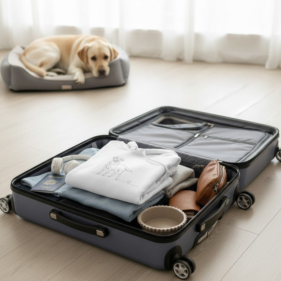 Felpa Unisex con Cappuccio -Labrador e cuore - Line Art