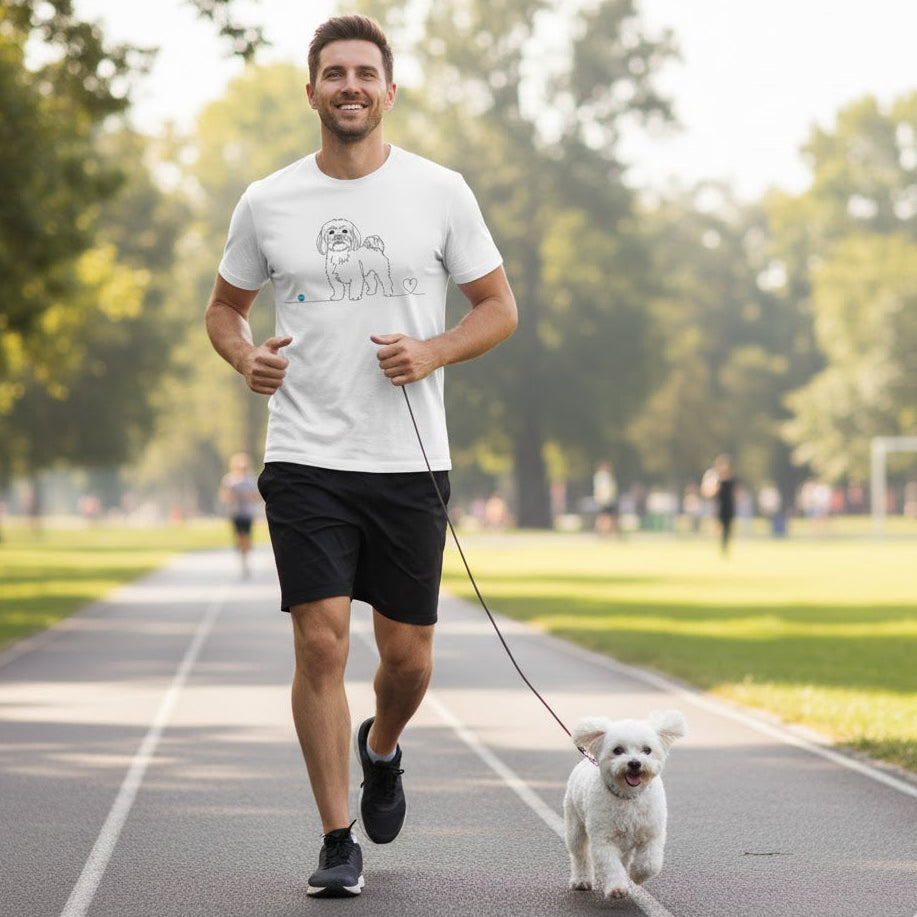 T-Shirt Unisex cotone Biologico -  Maltese e cuore - Line Art