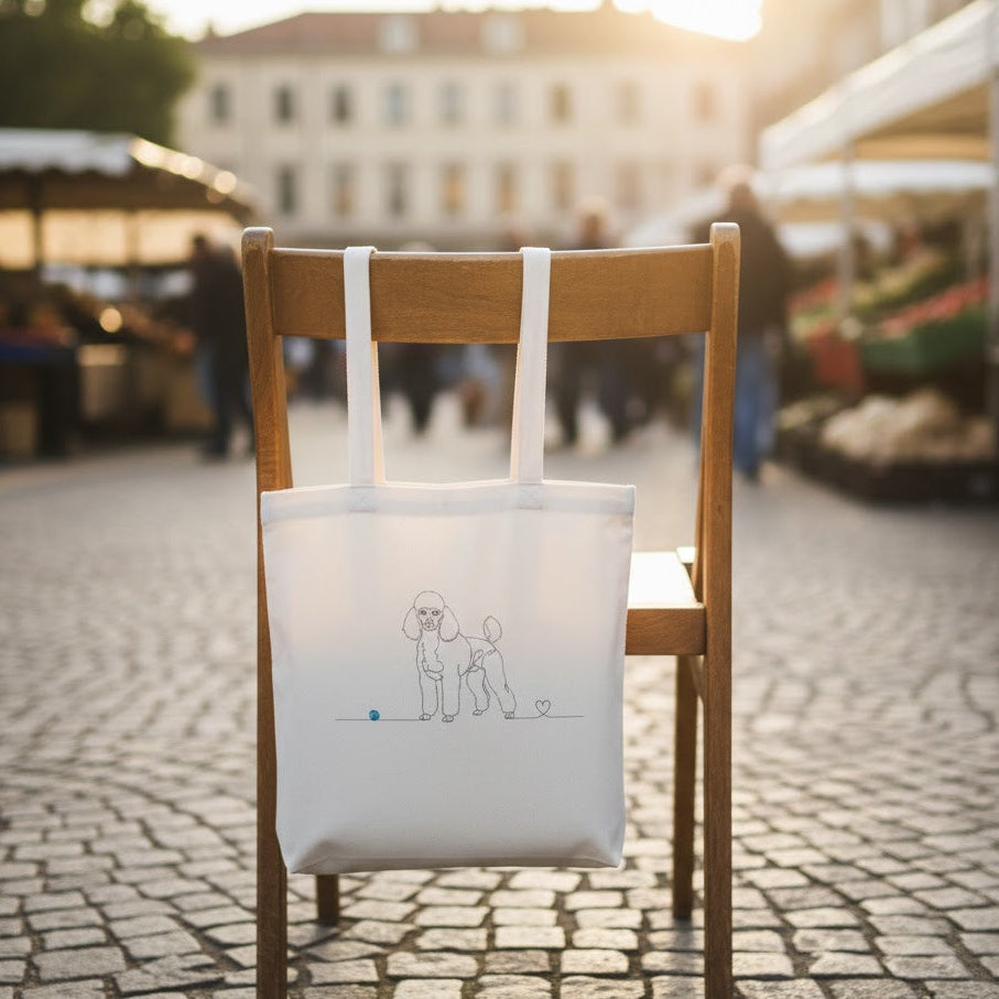 Borsa in Cotone Eco-Friendly - Barboncino e Cuore - Line Art