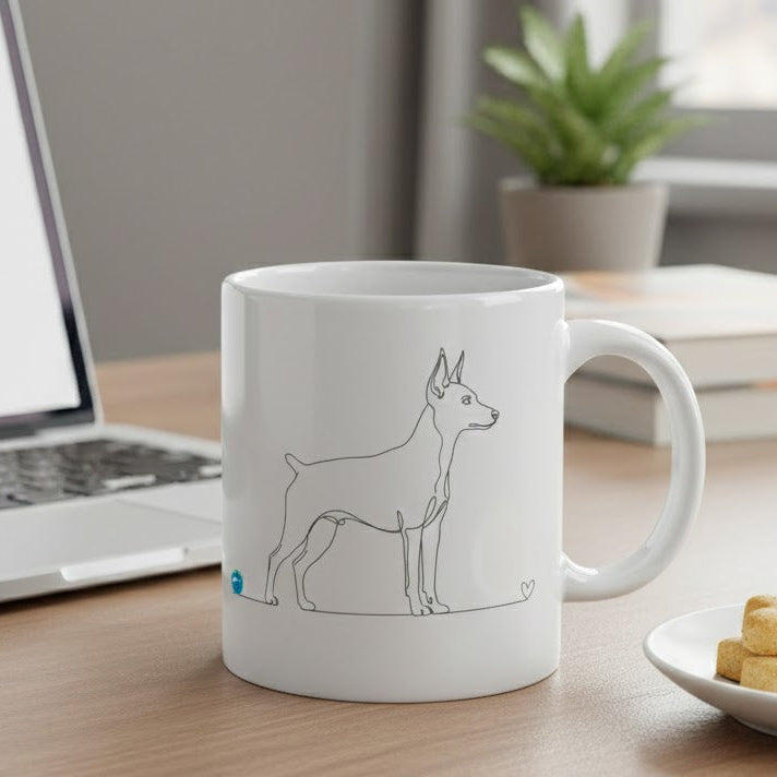 Tazza Pinscher e cuore - Line Art