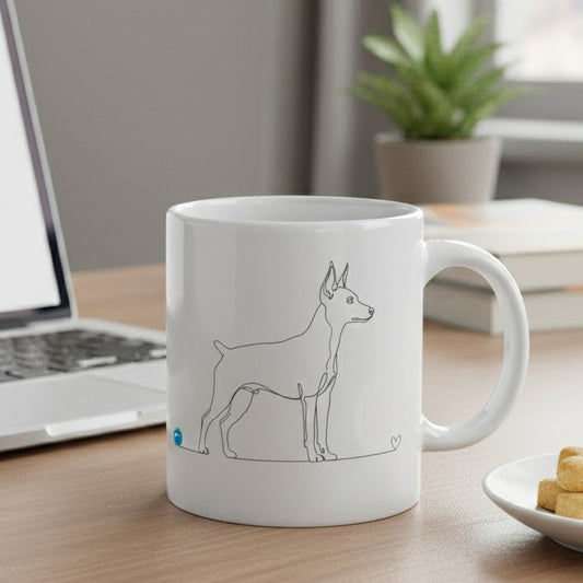 Tazza Pinscher e cuore - Line Art