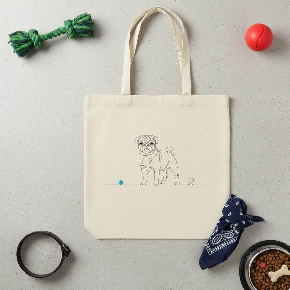 Borsa in cotone eco-friendly - Carlino e cuore - Line Art