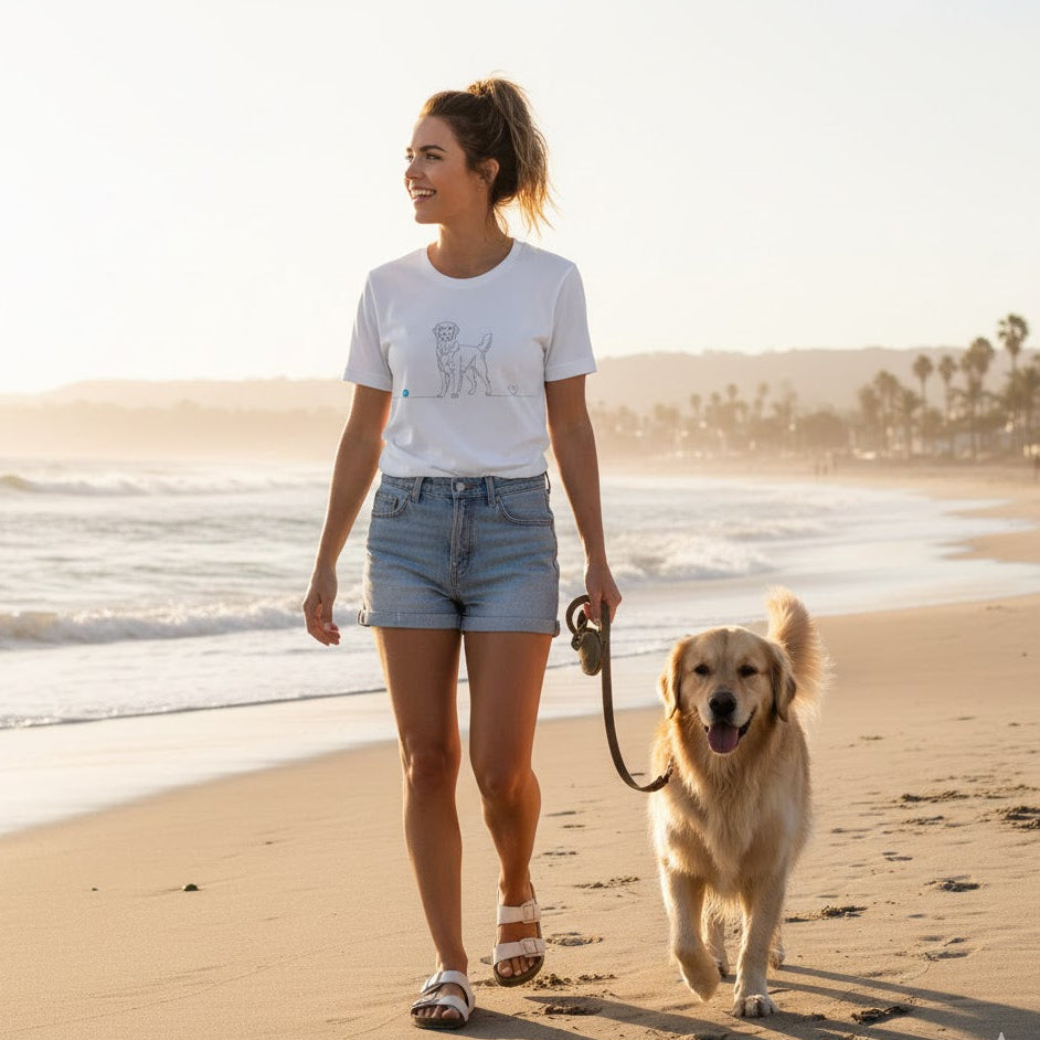 T-Shirt Unisex Cotone biologico - Golden Retriever - Line Art