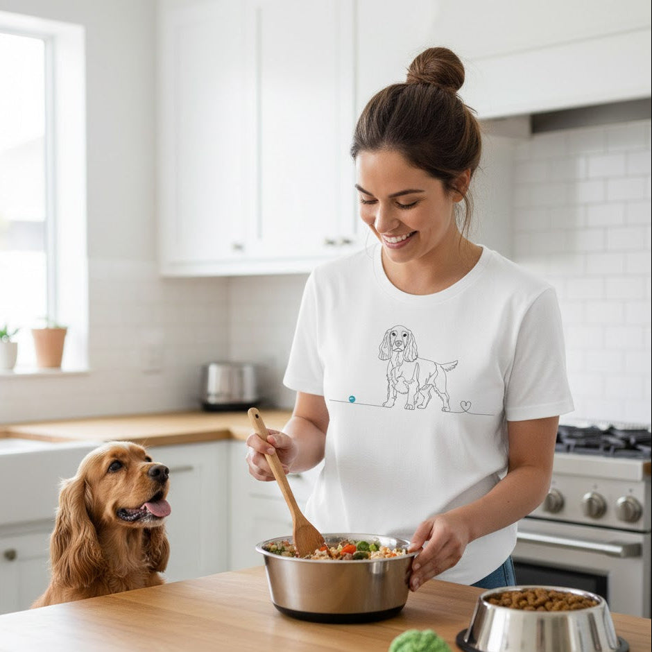 T-Shirt Unisex cotone biologico - Cocker e cuore - Line Art