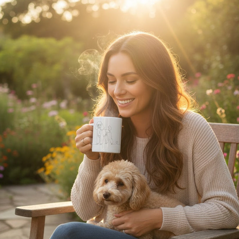 Tazza Barboncino e Cuore - Line Art