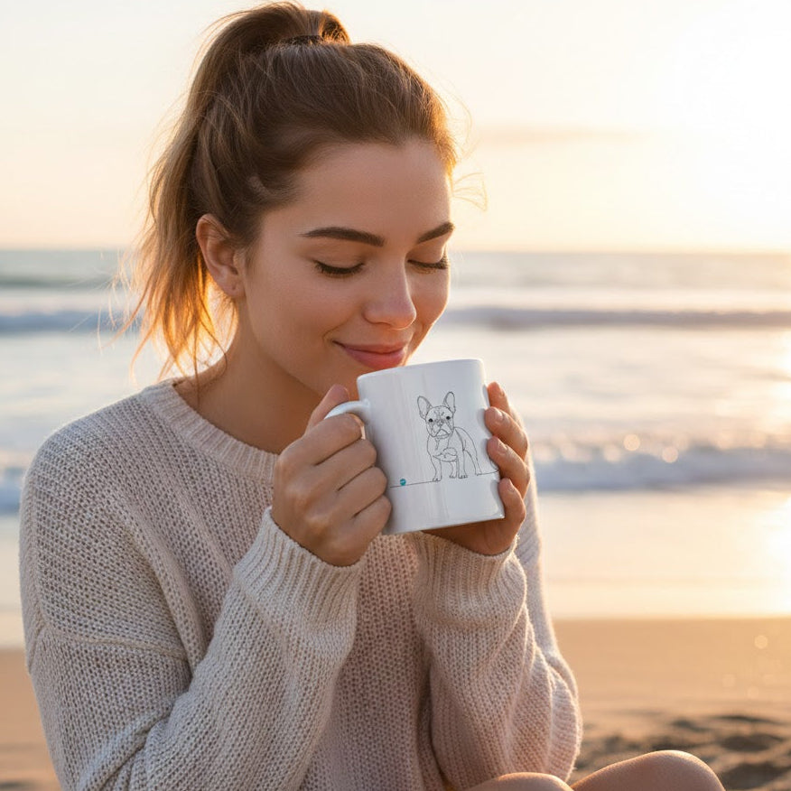 Tazza Bulldog Francese e cuore - Line Art