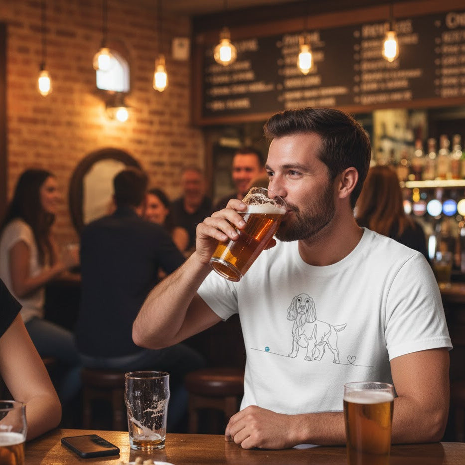 T-Shirt Unisex cotone biologico - Cocker e cuore - Line Art