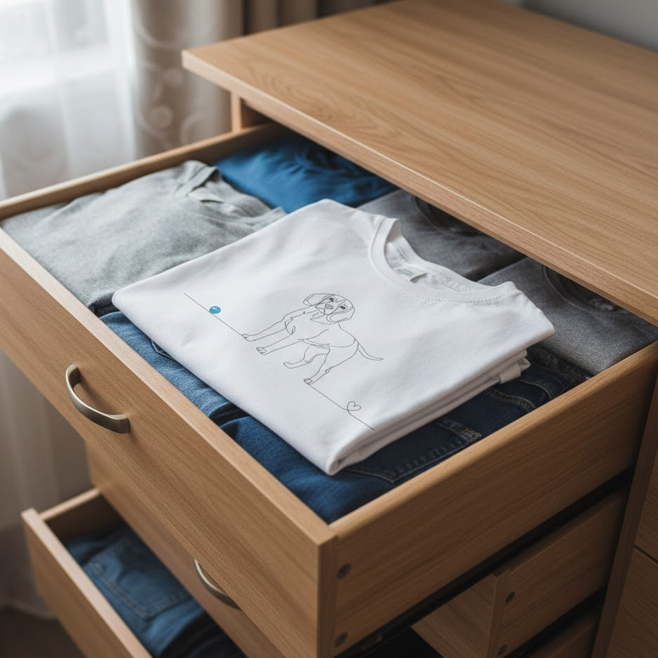 T-Shirt unisex cotone biologico- Beagle e cuore - Line Art