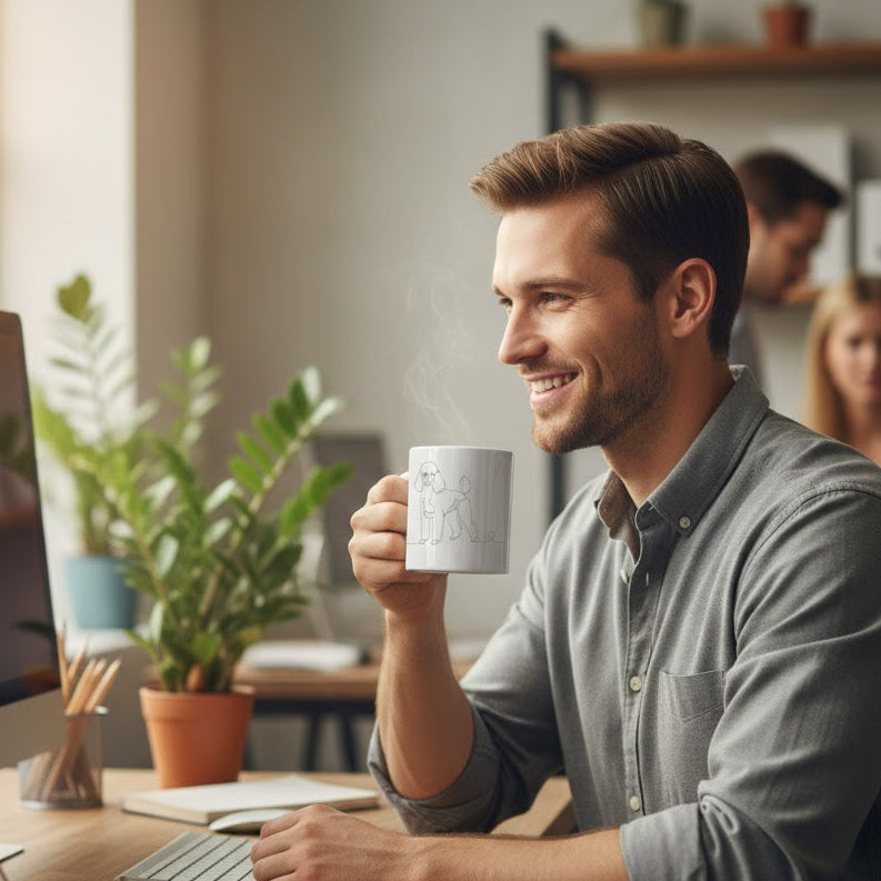 Tazza Barboncino e Cuore - Line Art