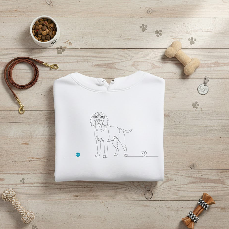 Felpa Unisex con Cappuccio - Beagle e cuore - Line Art
