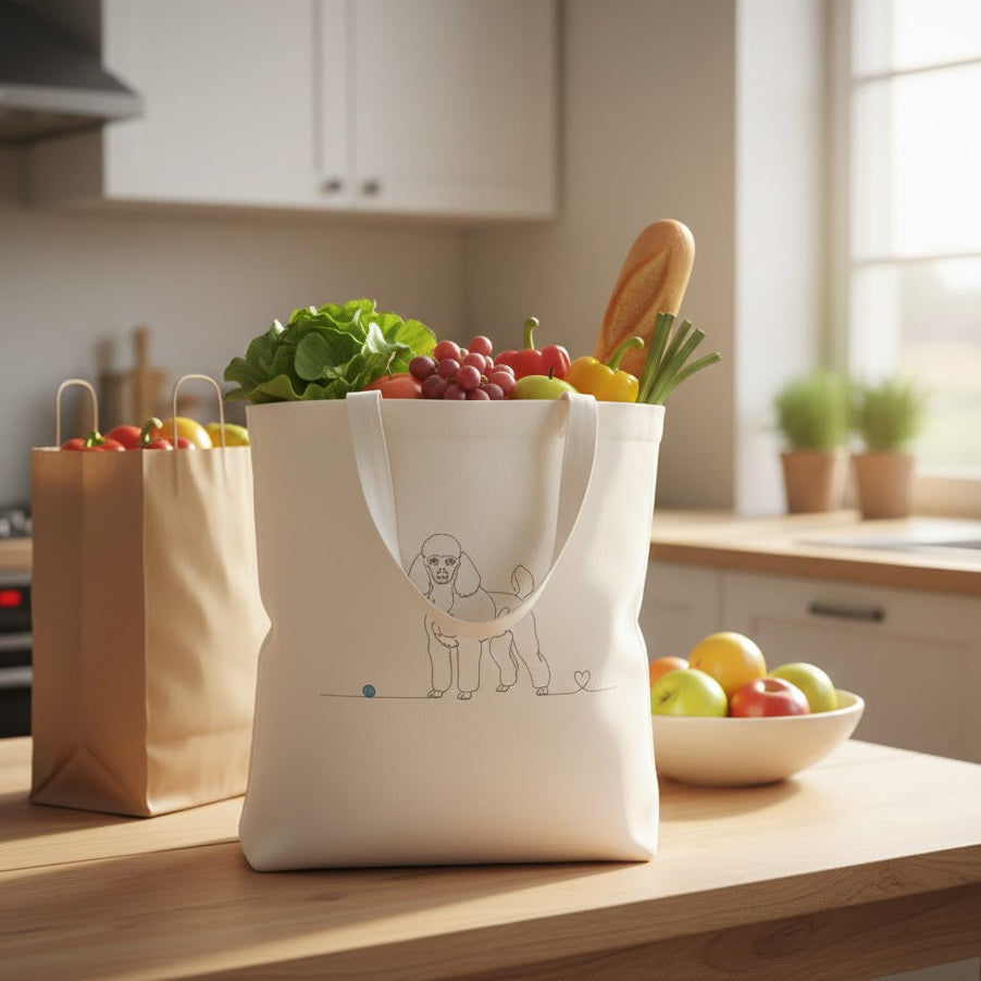 Borsa in Cotone Eco-Friendly - Barboncino e Cuore - Line Art