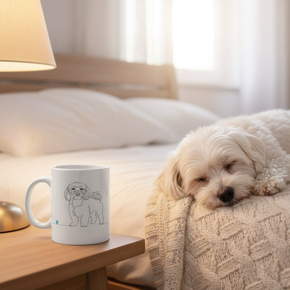 Tazza Maltese e cuore - Line Art