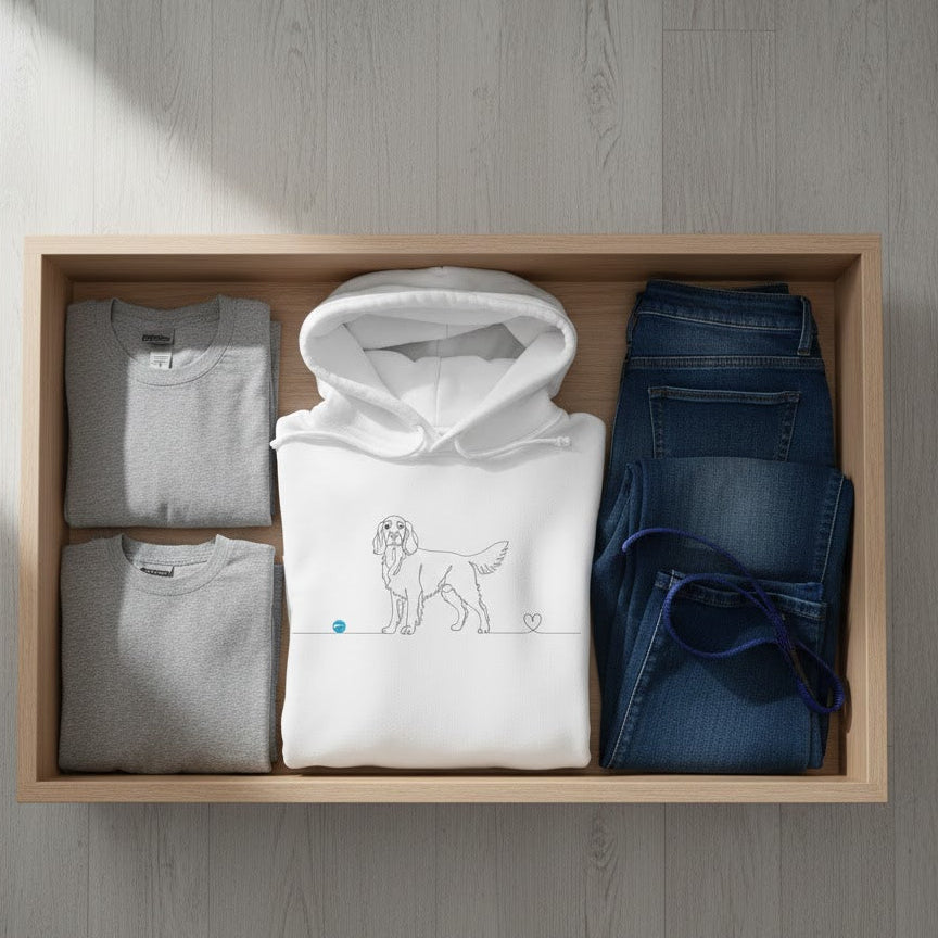 Felpa Unisex con Cappuccio - Setter e cuore - Line Art