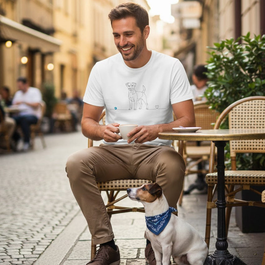 T-Shirt Unisex cotone biologico - Jack Russell - Line Art