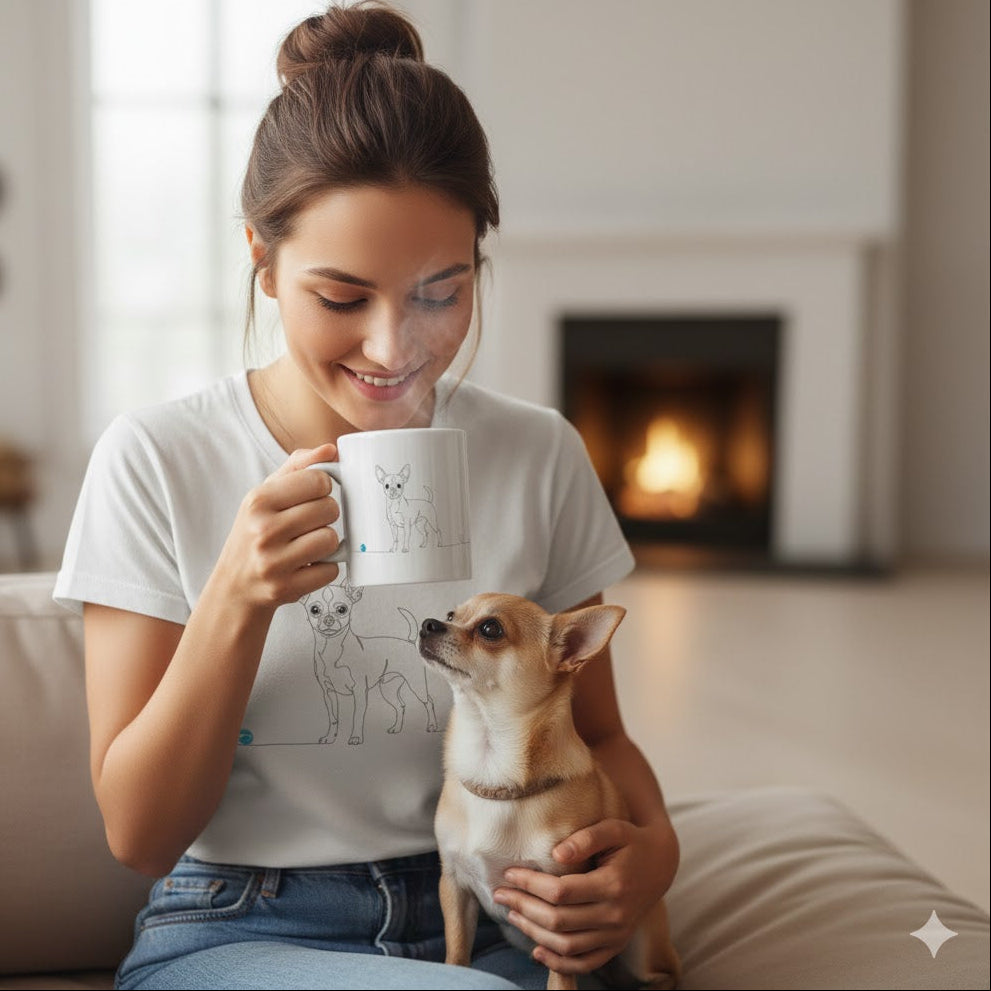 Tazza Chihuahua e cuore - Line Art