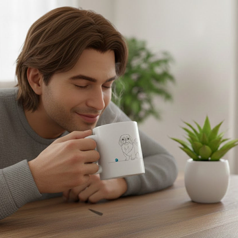 Tazza Pechinese e cuore - Line Art