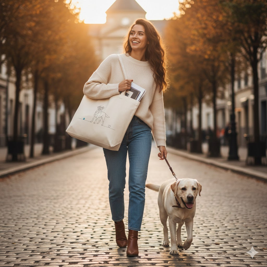 Borsa eco-friendly -  Labrador e cuore - Line Art