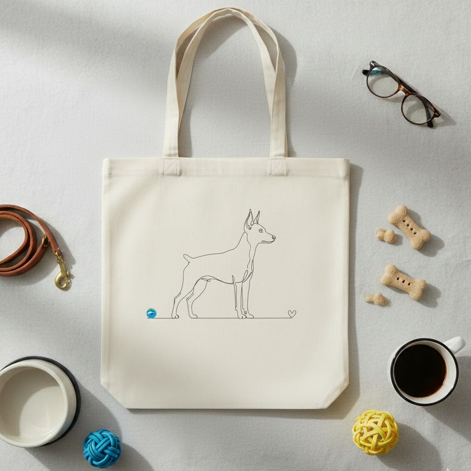 Borsa eco-friendly - Pinscher e cuore - Line Art