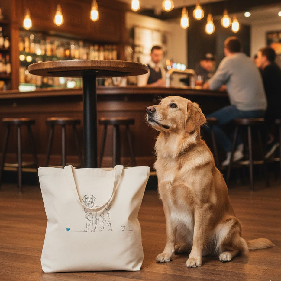 Borsa cotone eco-friendly - Golden Retriever - Line Art