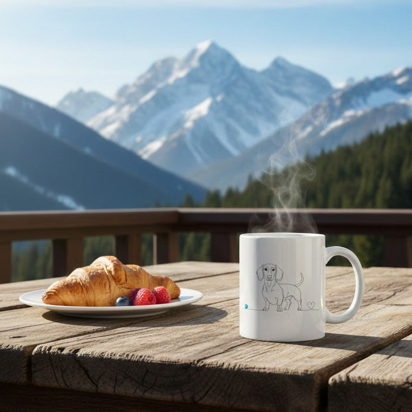 Tazza Bassotto e cuore - Line Art