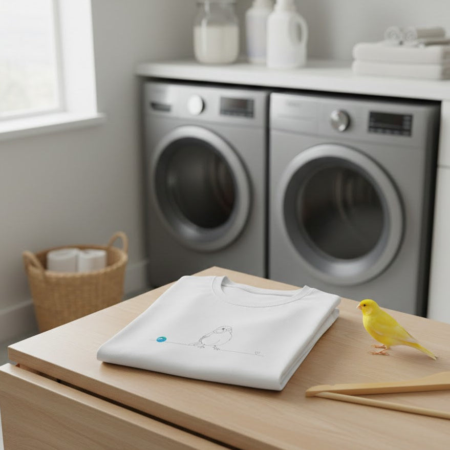 T-Shirt Unisex cotone biologico- Canarino e cuore - Line Art