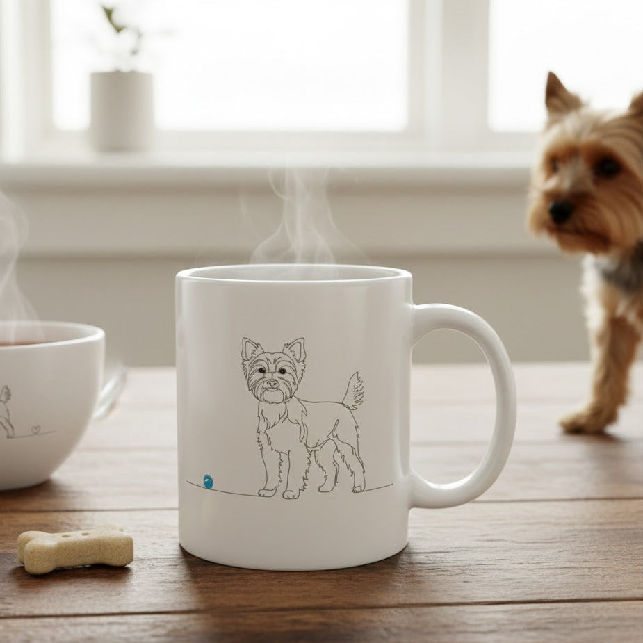 Tazza Yorkshire e cuore - Line Art