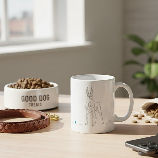 Tazza Dobermann e cuore - Line Art