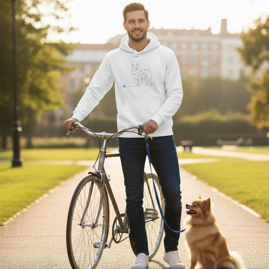 Felpa Unisex con Cappuccio - Spitz di Pomerania - Line Art