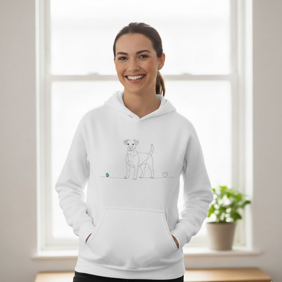 Felpa Unisex con Cappuccio - Jack Russell - Line Art