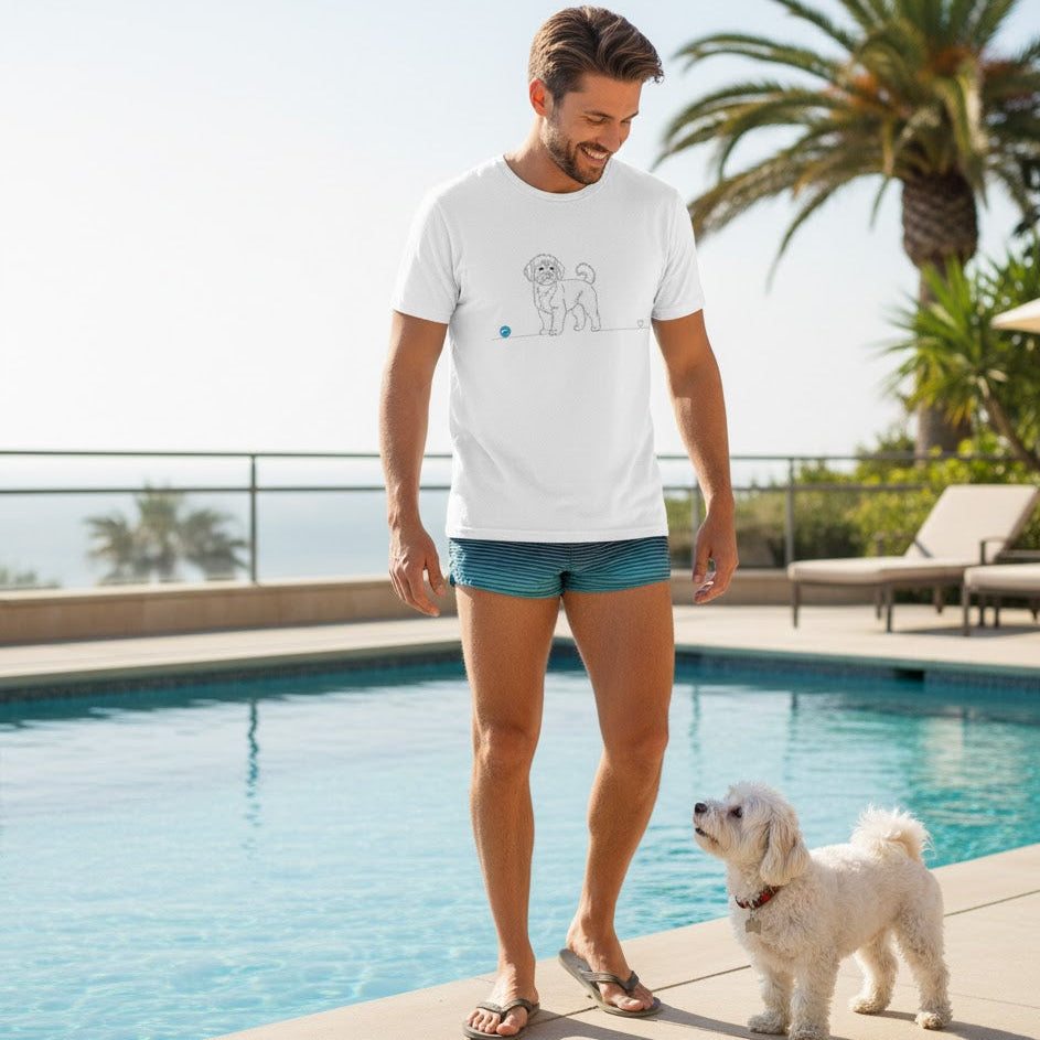 T-Shirt Unisex cotone biologico- Maltipoo e cuore - Line Art